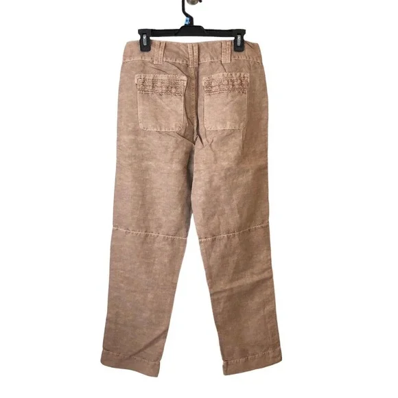 NWOT Sundance Organia Lace Pants Size 12 Linen Cotton Blnd Relaxed Fit Rose Dust - Picture 3 of 9